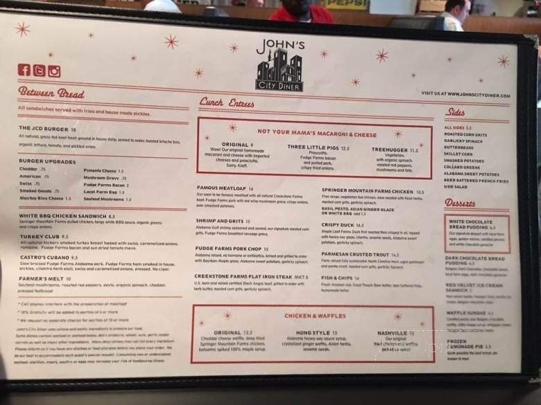 John's City Diner - Birmingham, AL menu_pic