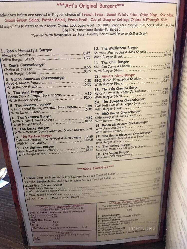 Art's Corner Cafe - Ventura, CA menu_pic