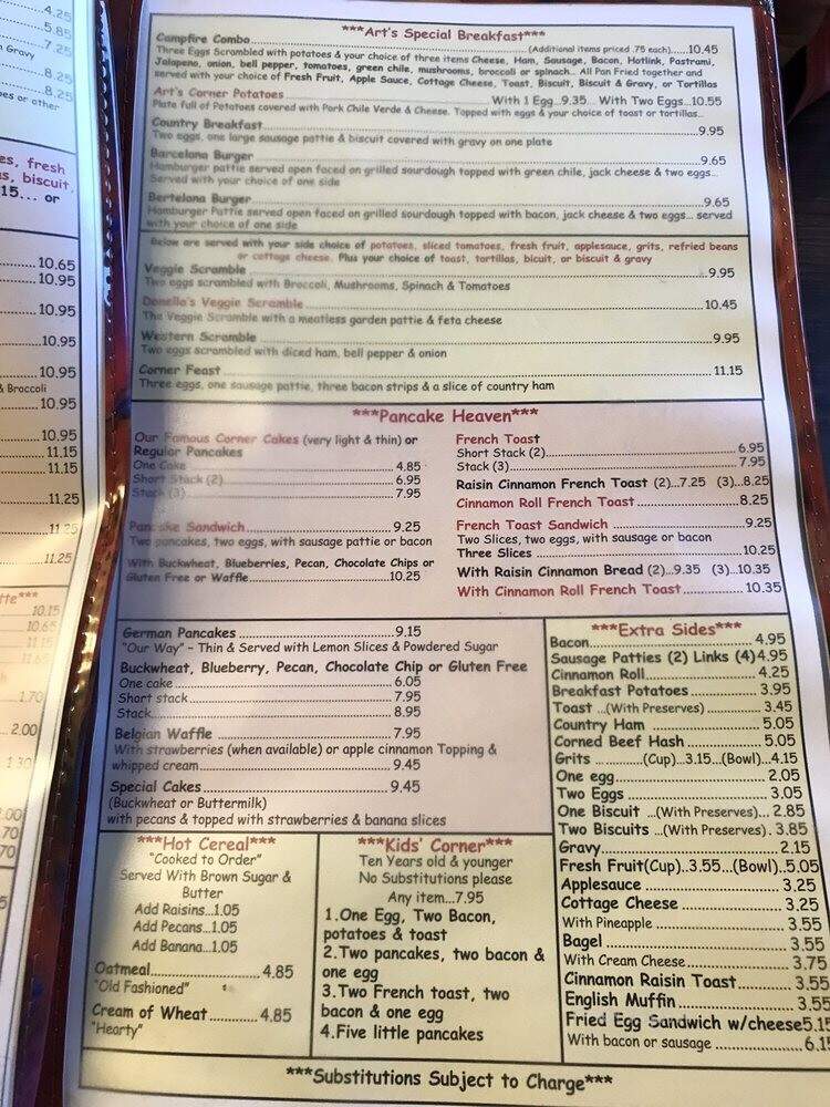 Art's Corner Cafe - Ventura, CA menu_pic