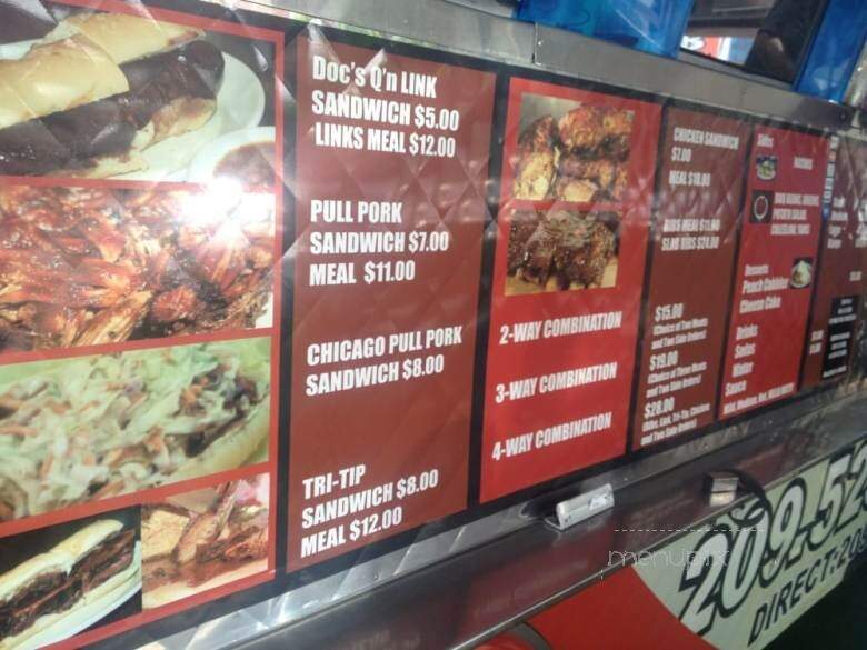 Doc's Q'in Pit Stop - Modesto, CA menu_pic