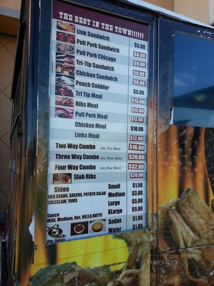 Doc's Q'in Pit Stop - Modesto, CA menu_pic