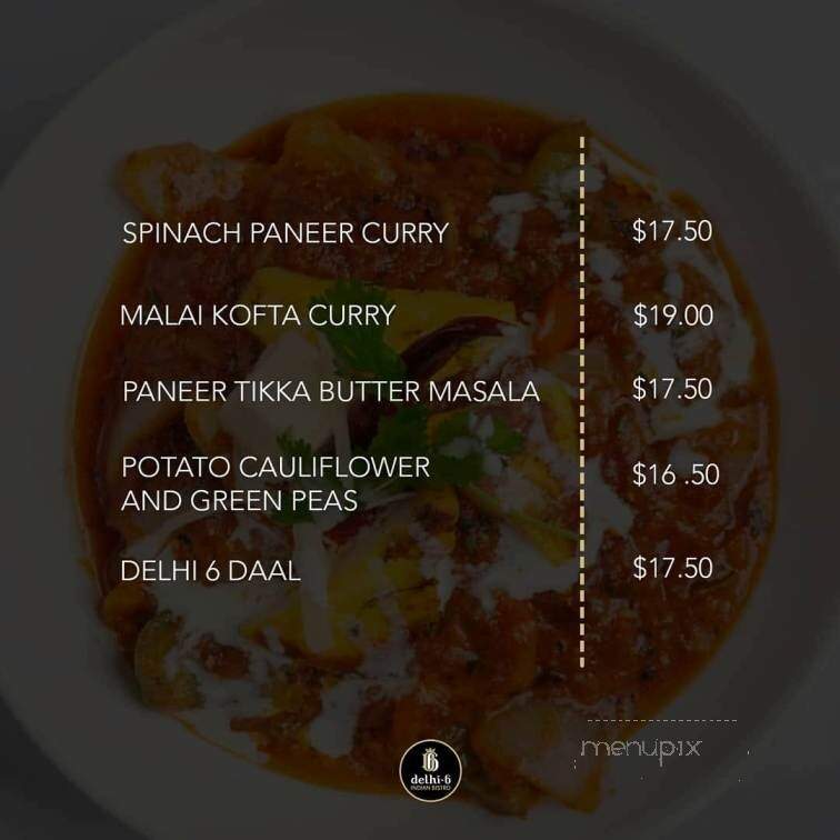 Delhi 6 Indian Bistro - Vancouver, BC menu_pic