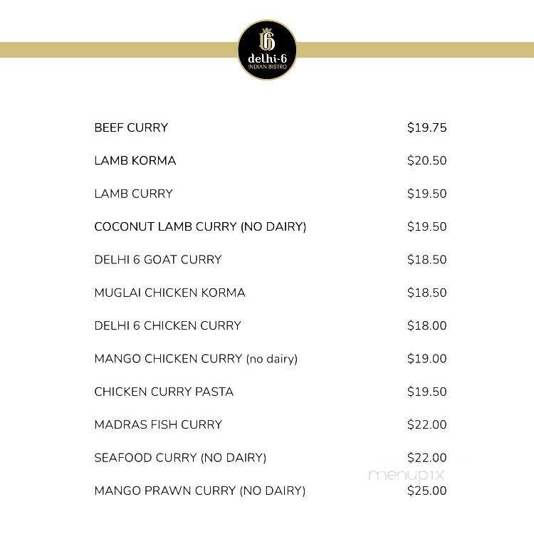 Delhi 6 Indian Bistro - Vancouver, BC menu_pic