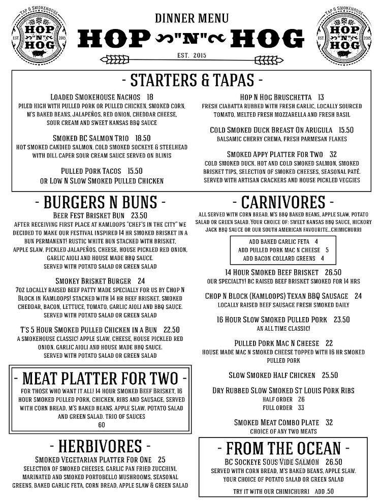 Hop N Hog - Clearwater, BC menu_pic