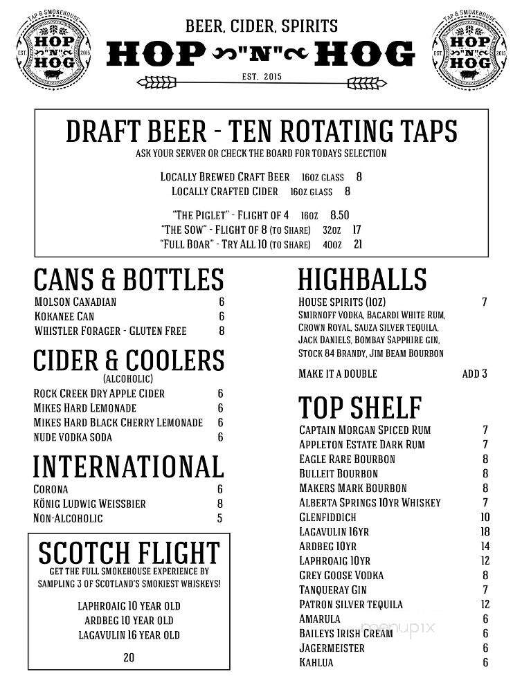 Hop N Hog - Clearwater, BC menu_pic