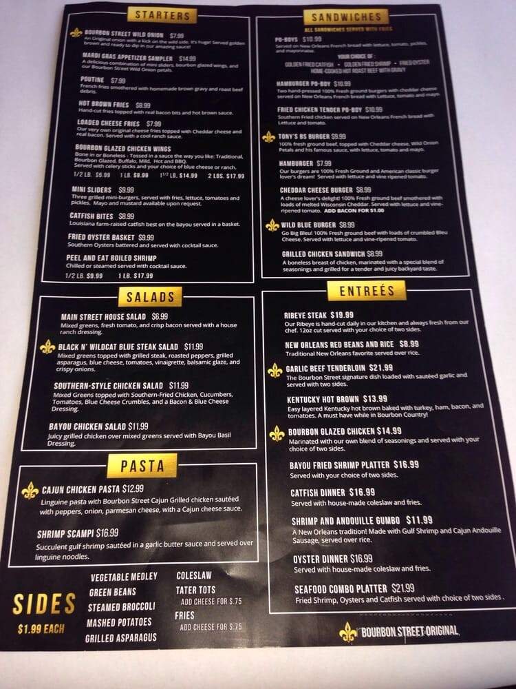 Bourbon Street On Main - Lawrenceburg, KY menu_pic