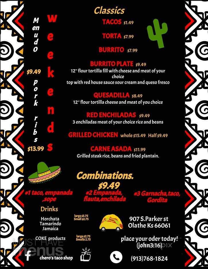 Chero's Taco Shop - Olathe, KS menu_pic