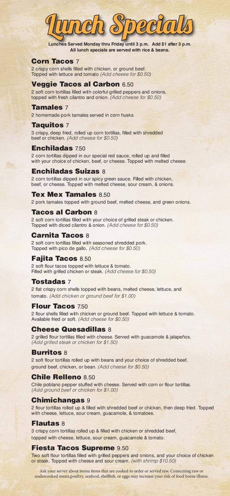 Angelina's Mexican Restaurant - Southgate, MI menu_pic