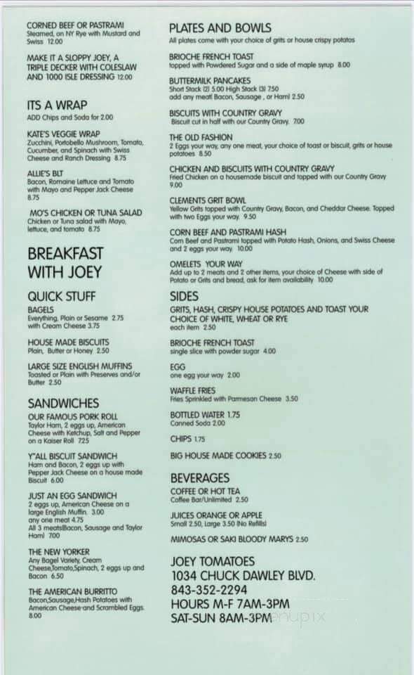 Joey Tomatoes Deli & Market - Mount Pleasant, SC menu_pic