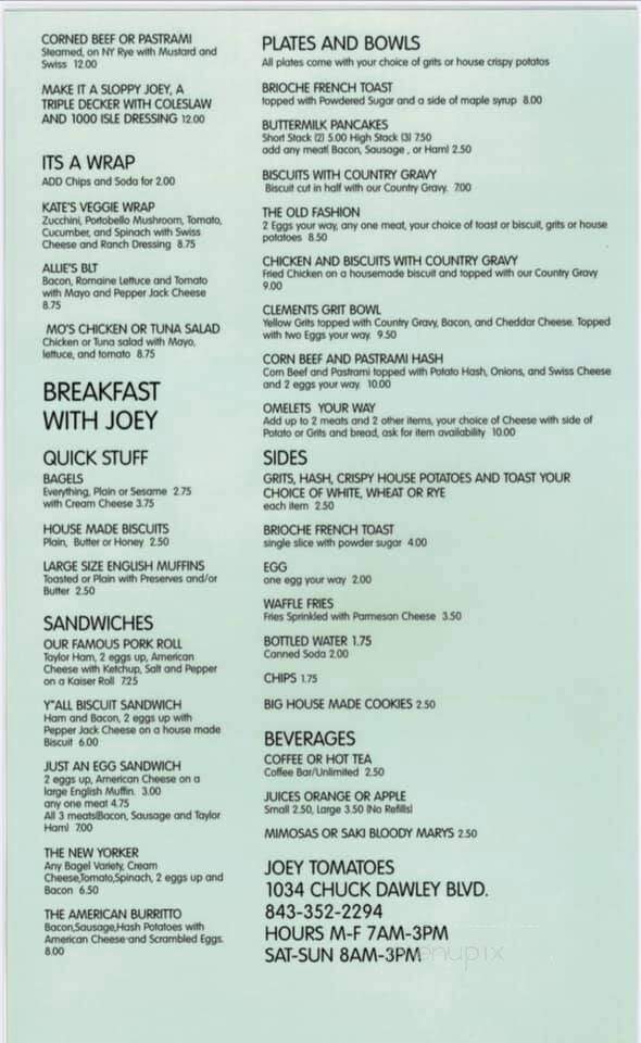 Joey Tomatoes Deli & Market - Mount Pleasant, SC menu_pic