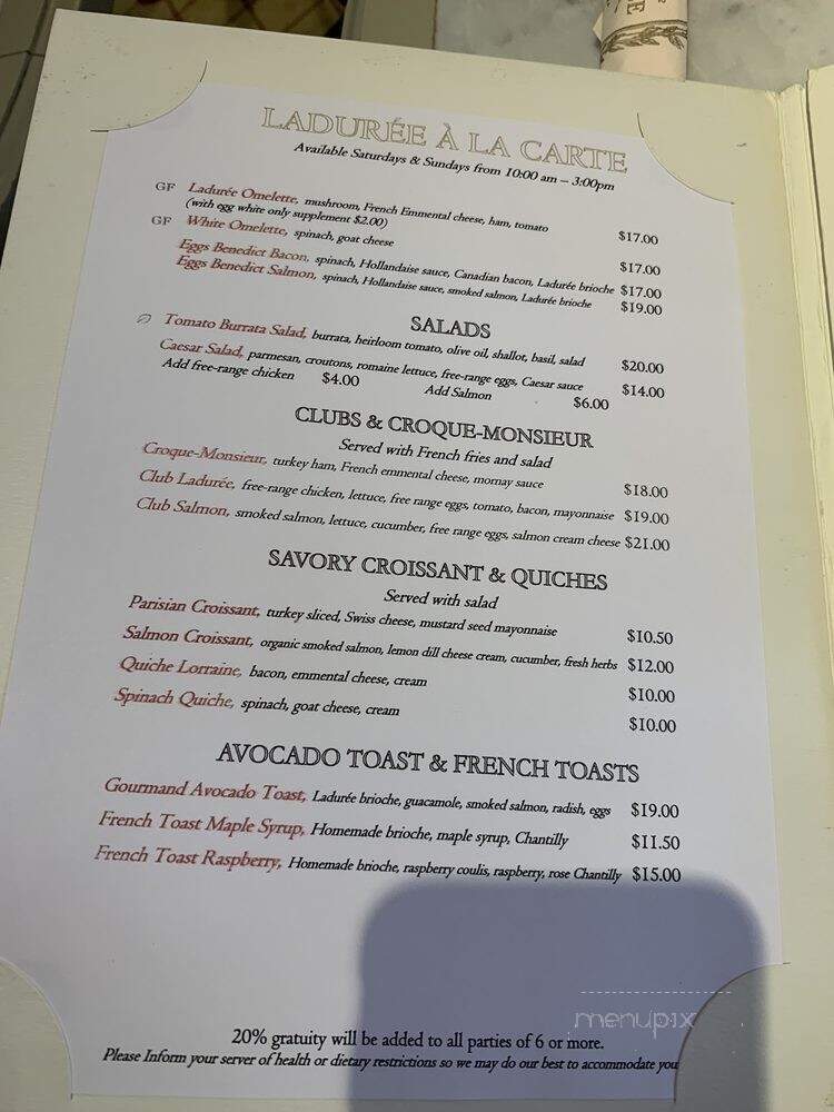Laduree - Washington, DC menu_pic