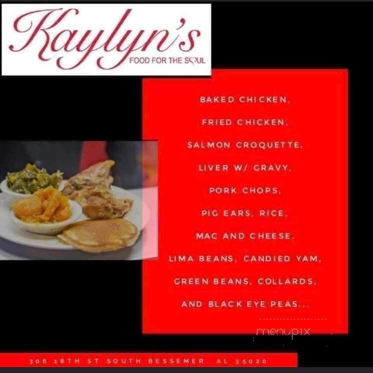 Kaylin's Restaurant - Bessemer, AL menu_pic