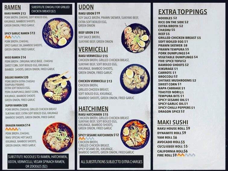 Raku Rice & Noodle Bar - Vernon, BC menu_pic