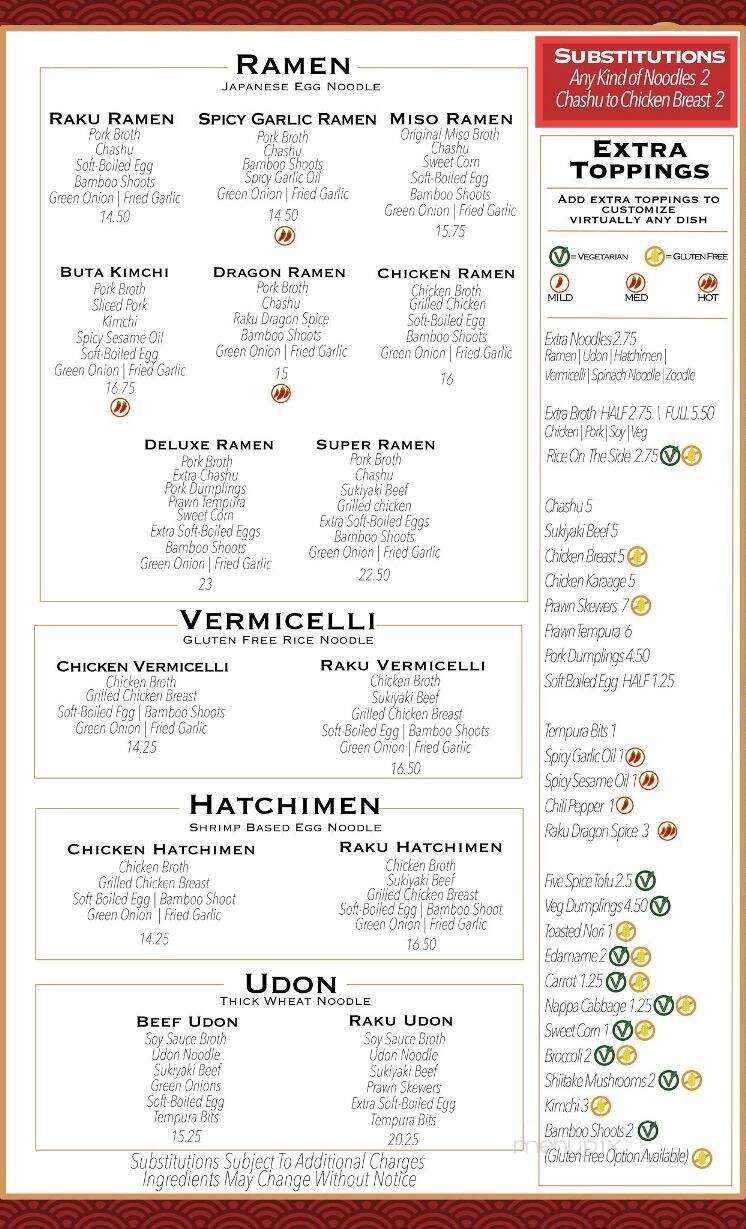Raku Rice & Noodle Bar - Vernon, BC menu_pic