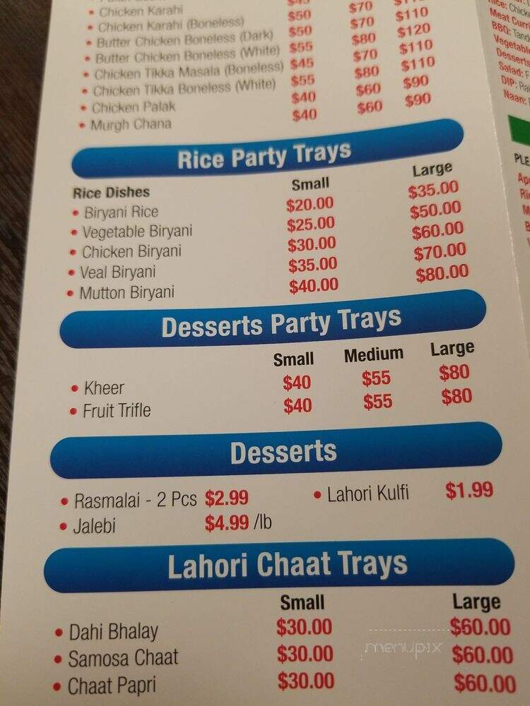 King Samosa and Sweets - Pickering, ON menu_pic