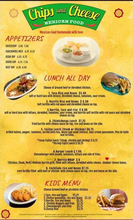 Chips and Cheese - Wellford, SC menu_pic