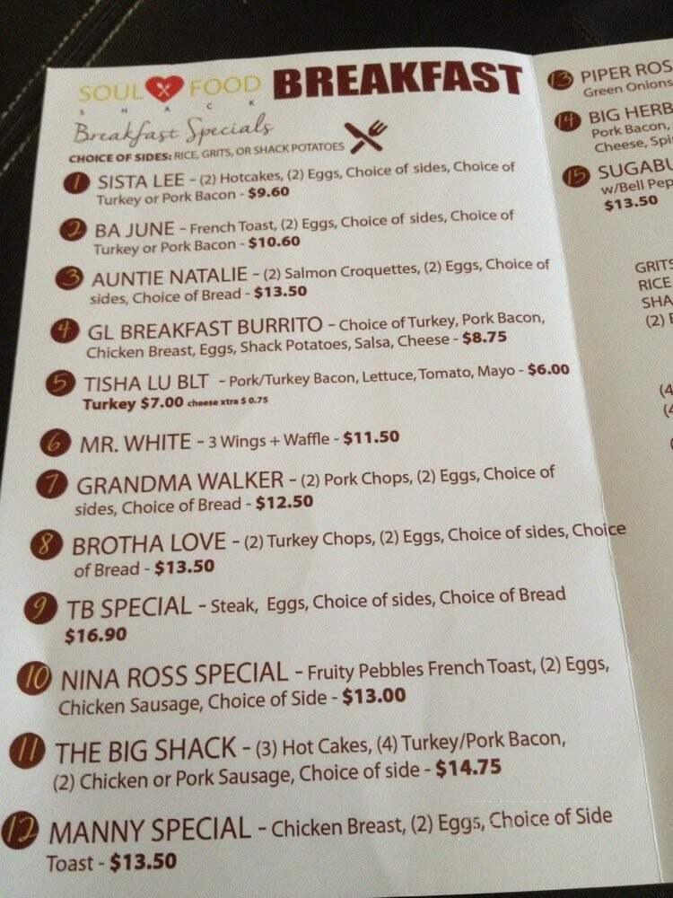 Soul Food Shack - Gardena, CA menu_pic