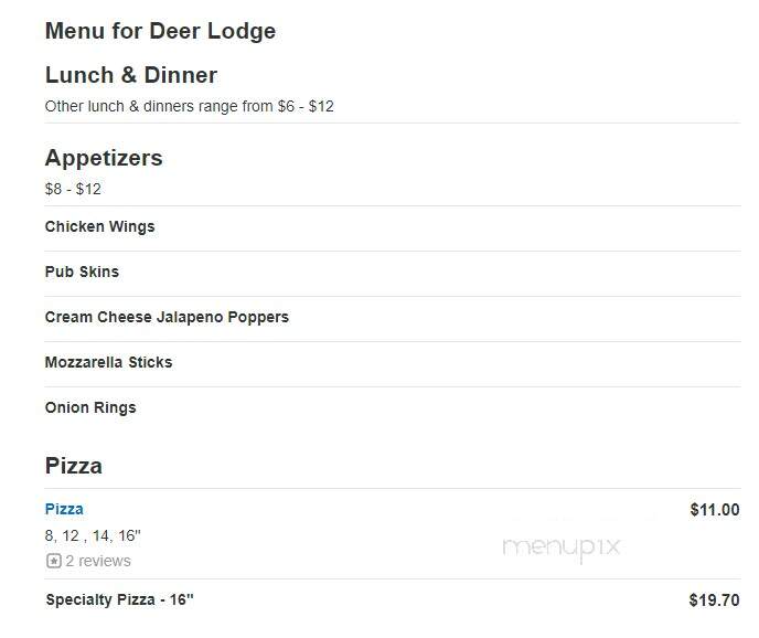Deer Lodge - Mercer, WI menu_pic