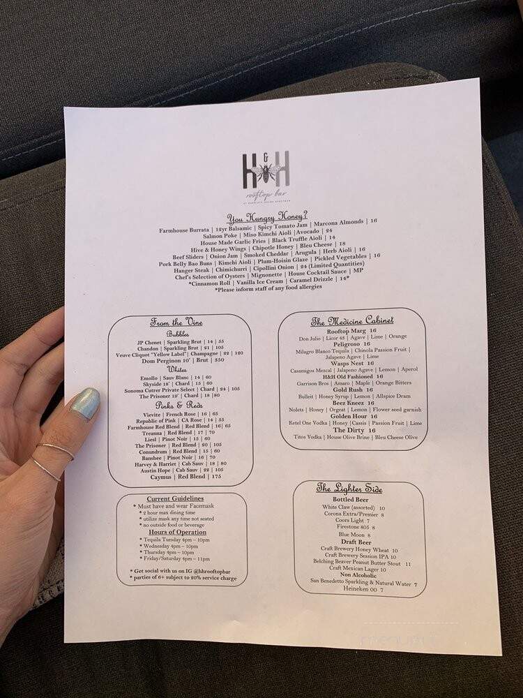 Hive & Honey Rooftop Bar - Irvine, CA menu_pic