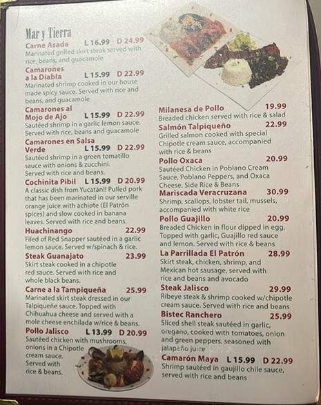 El Patron - Glen Gardner, NJ menu_pic
