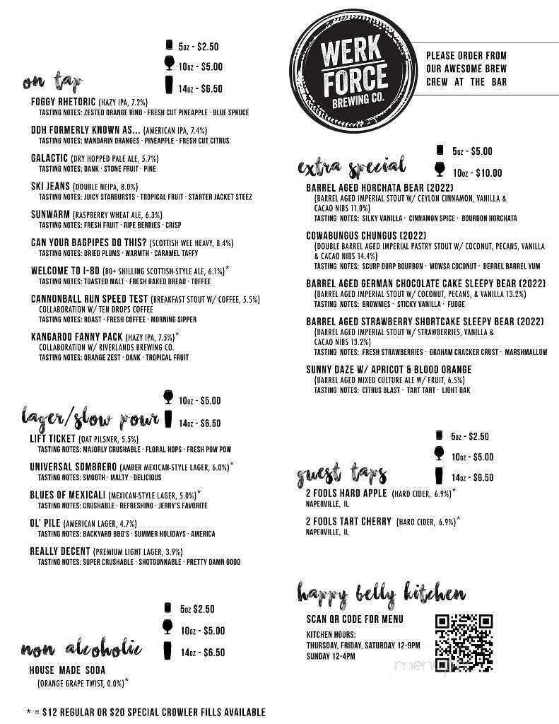 Werk Force Brewing - Plainfield, IL menu_pic