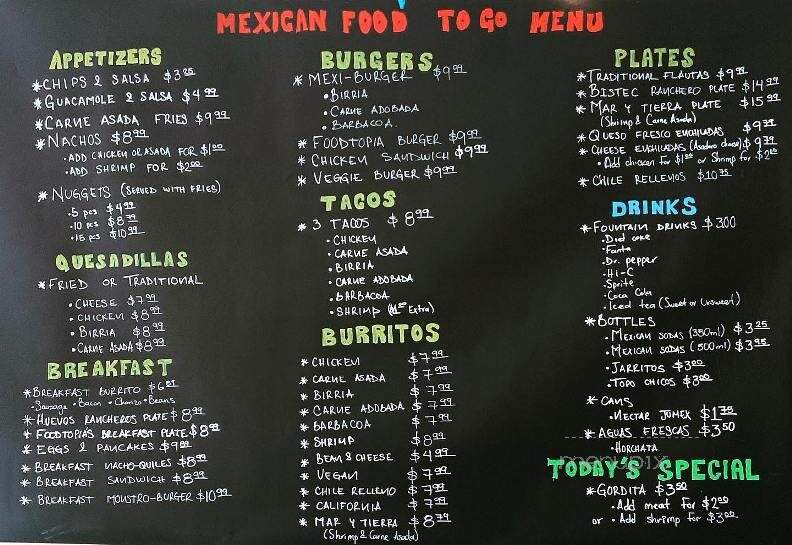 Foodtopia Restaurant - Albuquerque, NM menu_pic