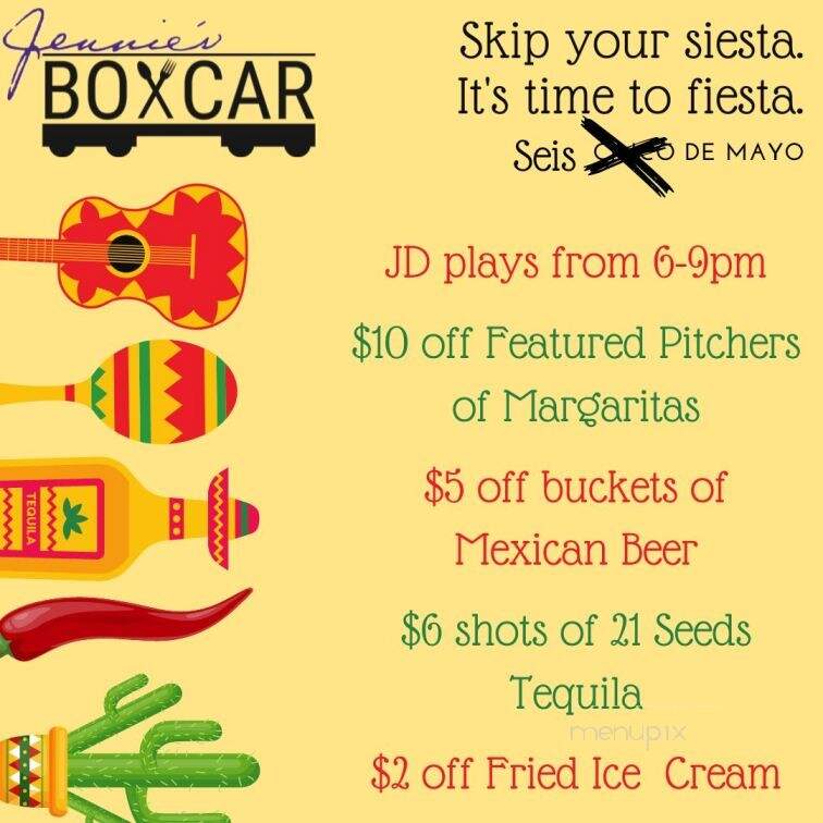 Jennie's Boxcar - East Moline, IL menu_pic