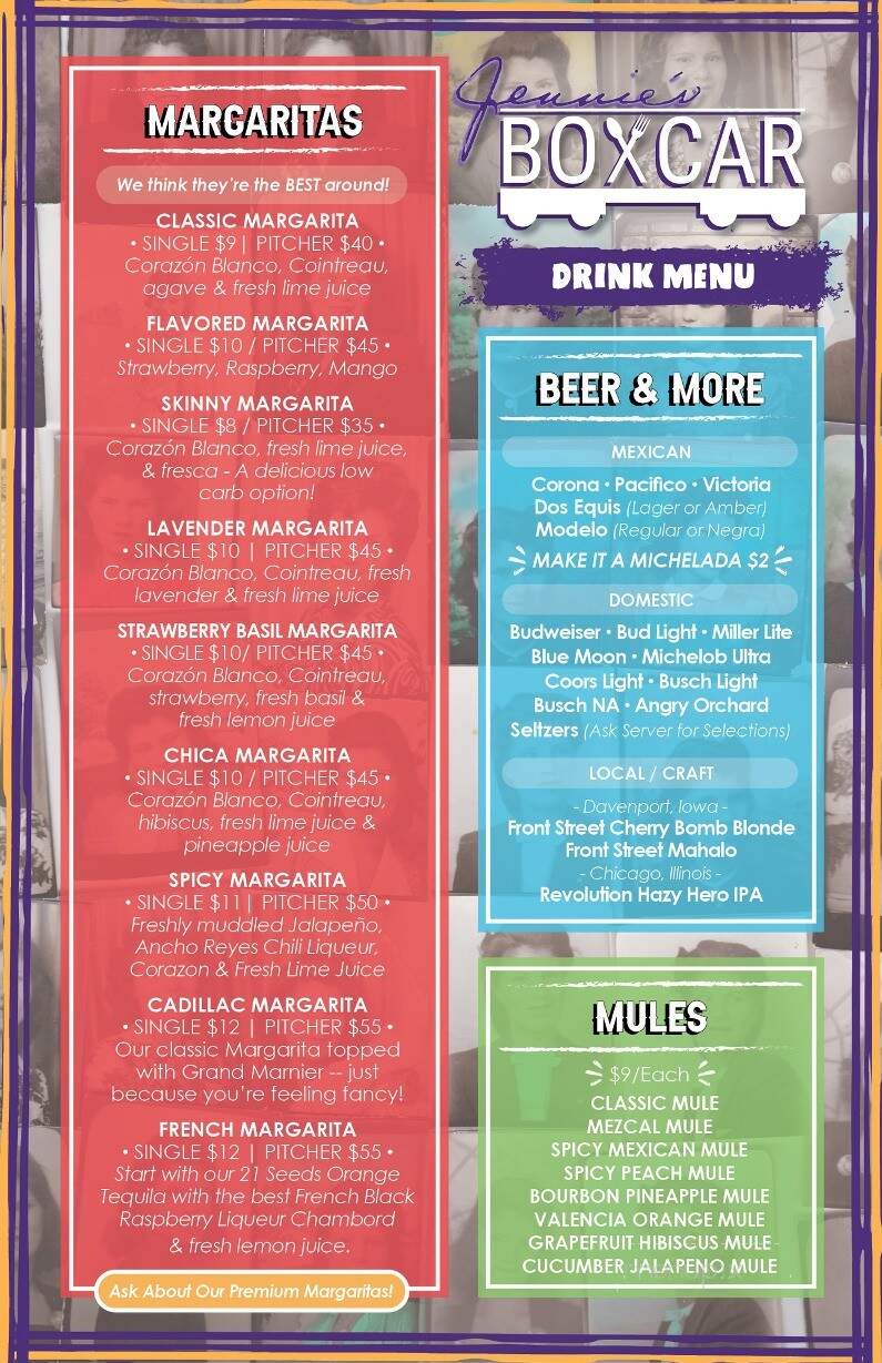 Jennie's Boxcar - East Moline, IL menu_pic