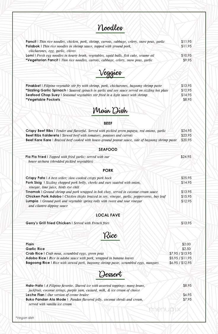 Avenida Restaurant - San Mateo, CA menu_pic