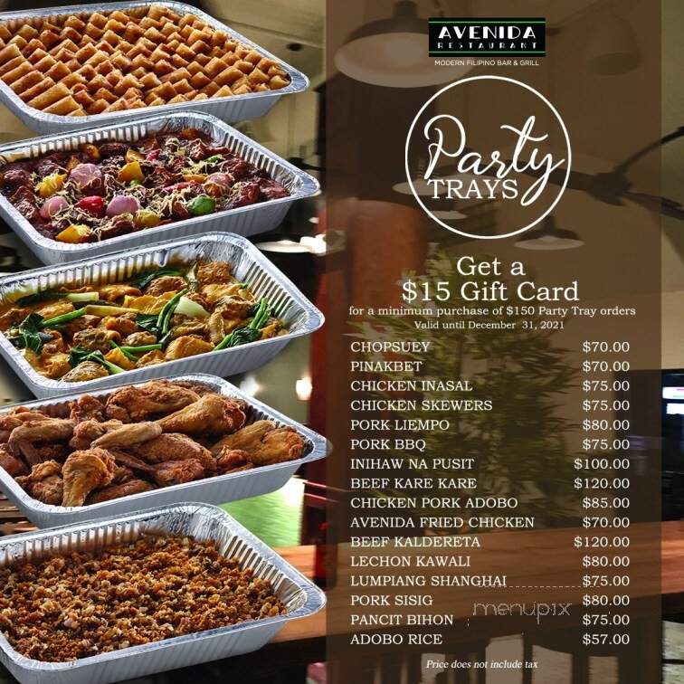 Avenida Restaurant - San Mateo, CA menu_pic