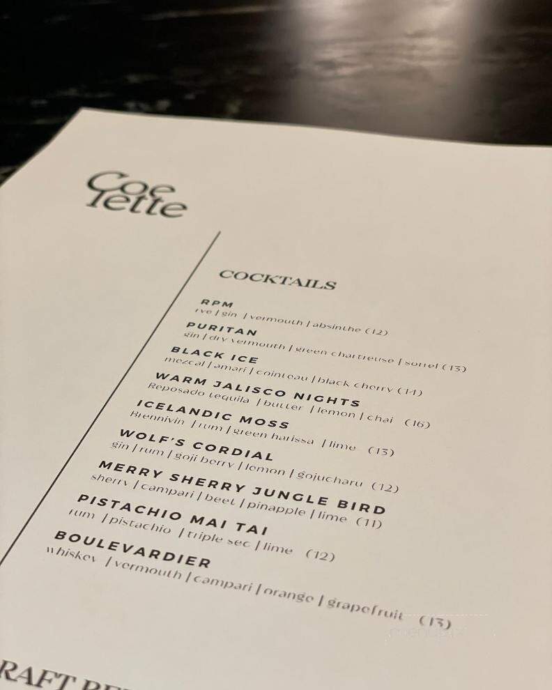 Coelette - Jackson, WY menu_pic