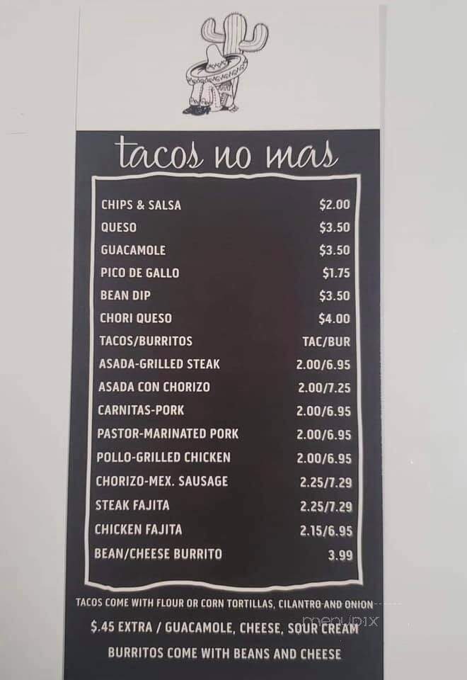 Tacos No Mas - Gas City, IN menu_pic
