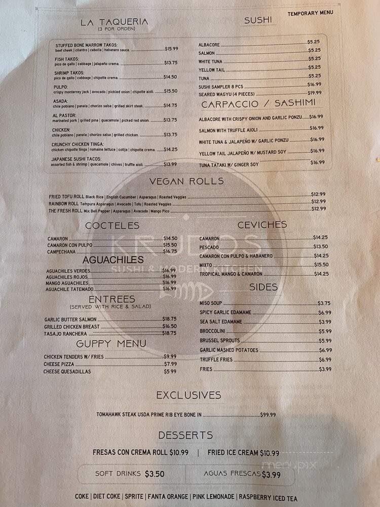 Krudos Sushi & Modern Kitchen - South El Monte, CA menu_pic