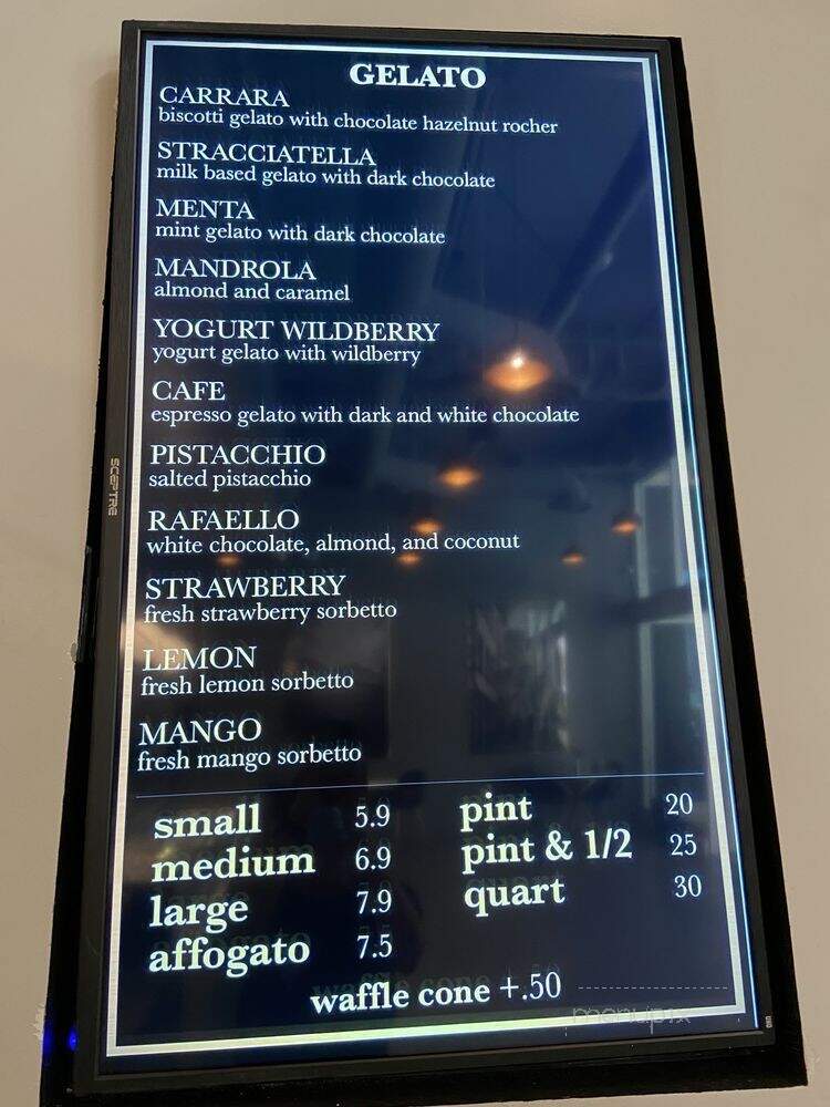 Carrara's - Pasadena, CA menu_pic