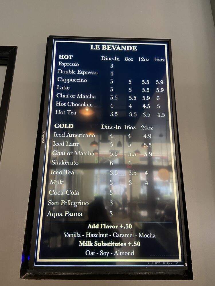 Carrara's - Pasadena, CA menu_pic