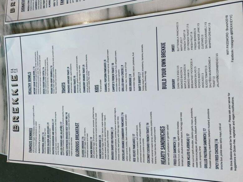 Brekkie Cafe - Calgary, AB menu_pic