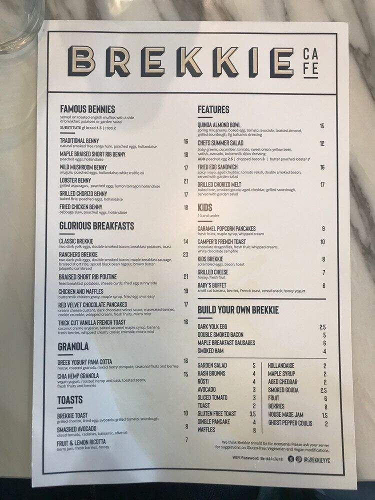 Brekkie Cafe - Calgary, AB menu_pic