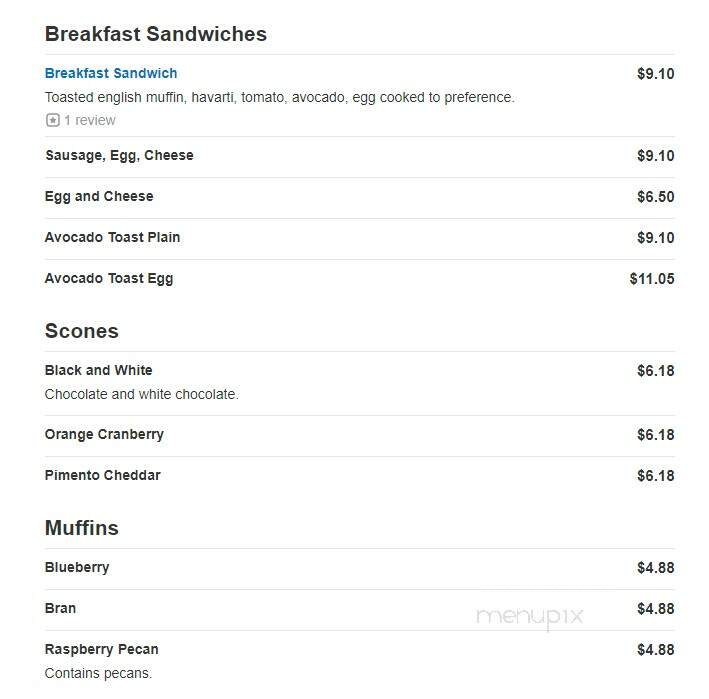 Bird Bakery - Greenwood Village, CO menu_pic