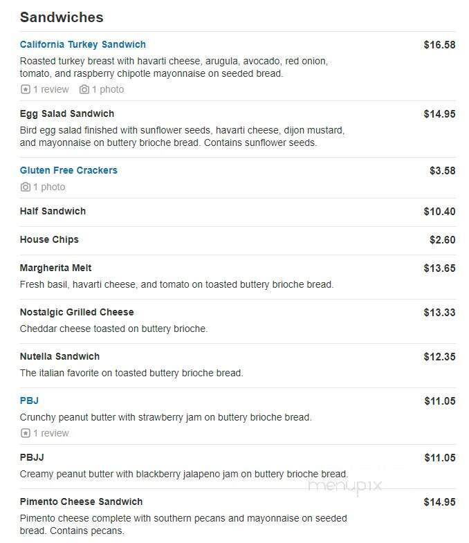 Bird Bakery - Greenwood Village, CO menu_pic