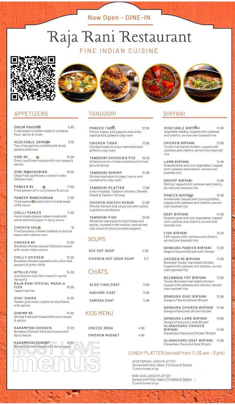 Raja Rani Restaurant - Canton, MI menu_pic