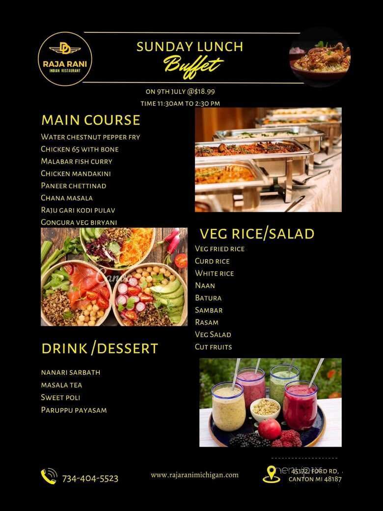 Raja Rani Restaurant - Canton, MI menu_pic