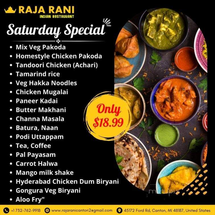 Raja Rani Restaurant - Canton, MI menu_pic