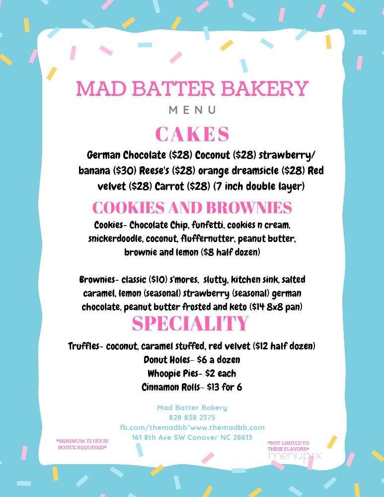 Mad Batter Bakery - Conover, NC menu_pic