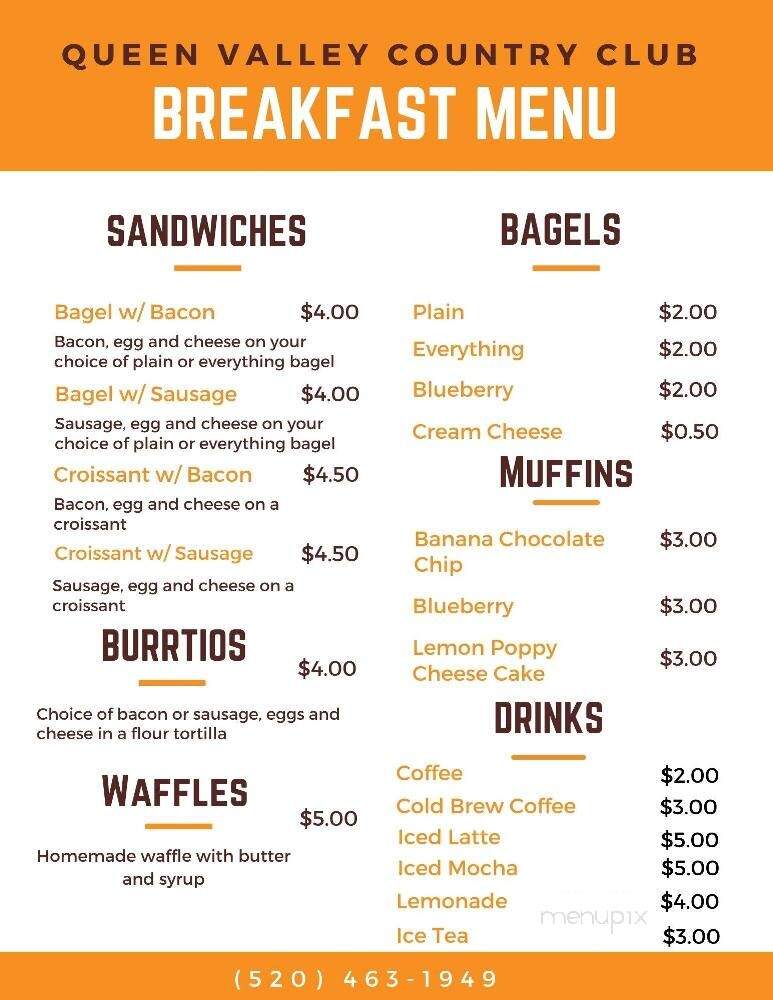Queen Valley Country Club Bar and Grill - Queen Valley, AZ menu_pic