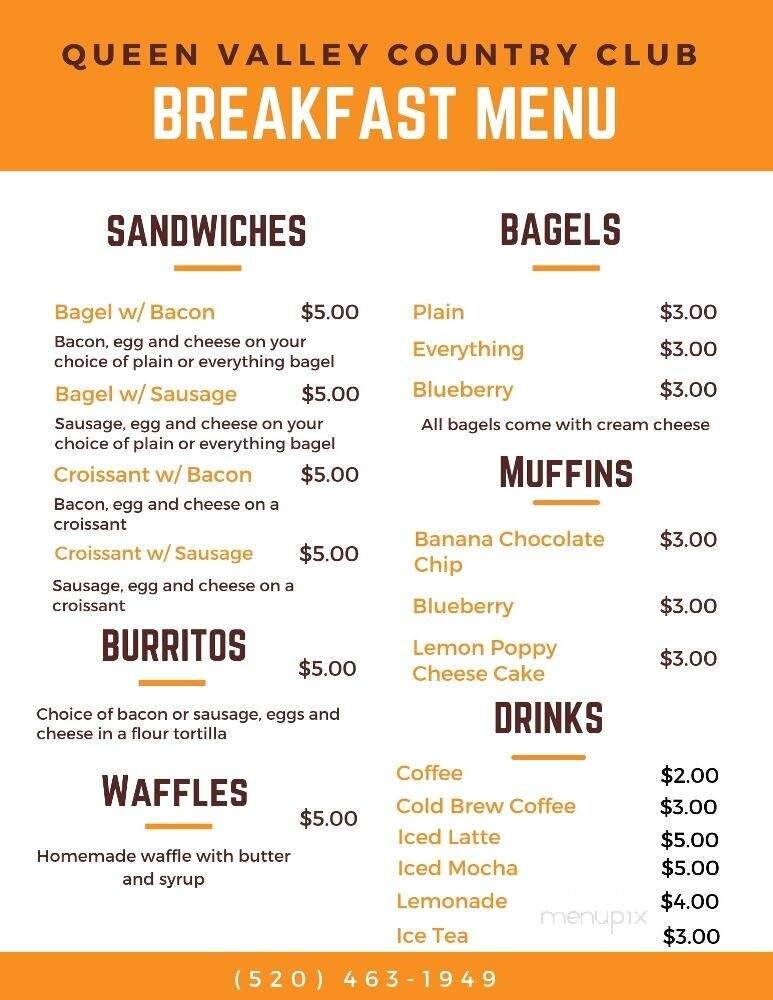 Queen Valley Country Club Bar and Grill - Queen Valley, AZ menu_pic