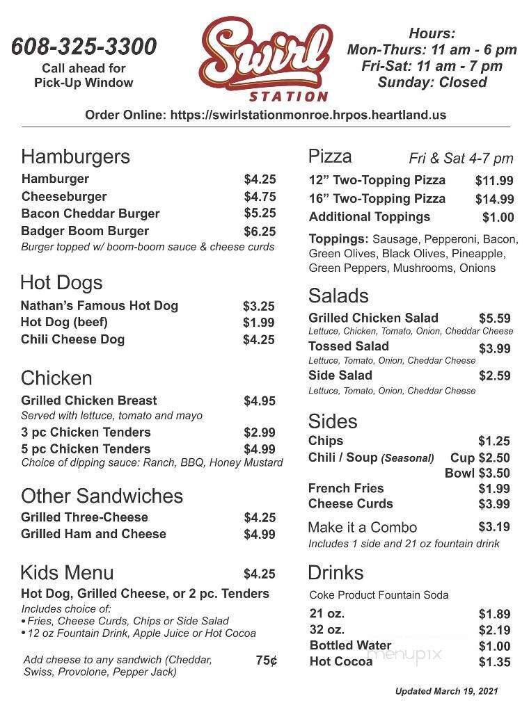 Swirl Station - Monroe, WI menu_pic