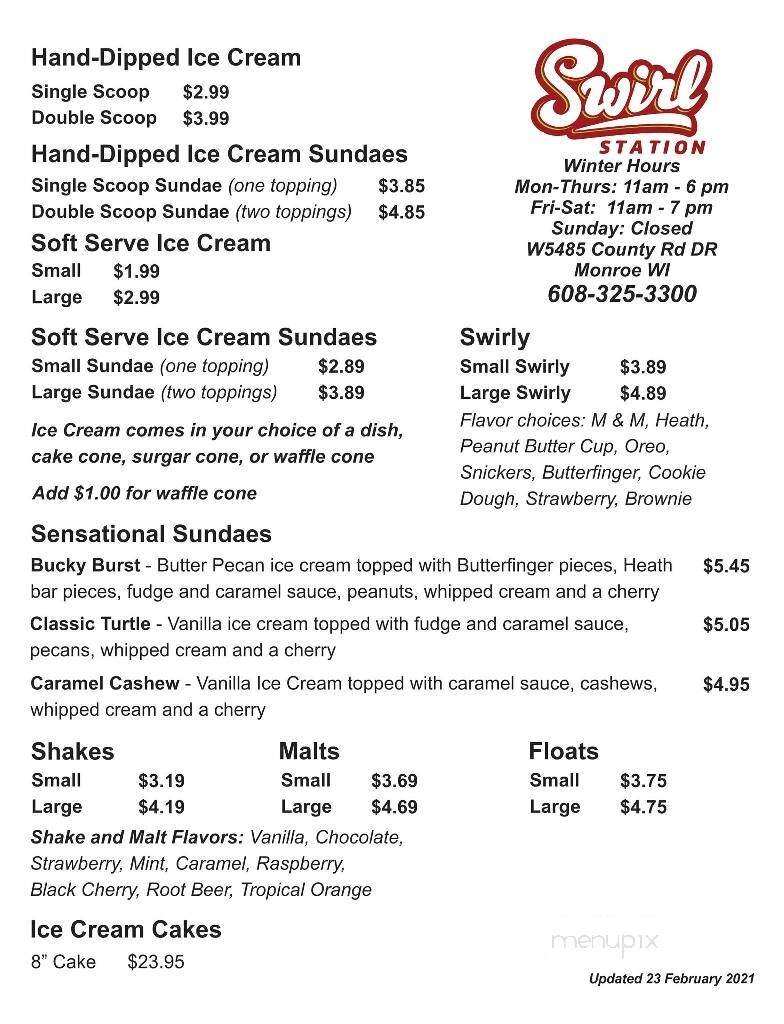 Swirl Station - Monroe, WI menu_pic