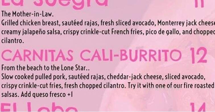 El Cucuy Burritos - Denton, TX menu_pic
