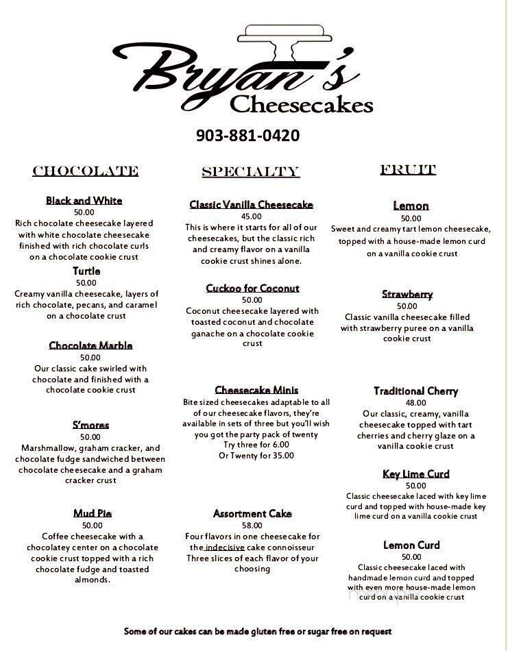 Bryan's Cheesecakes - Mineola, TX