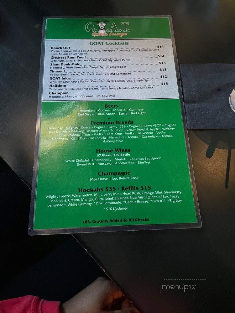 Goat Sports Lounge - McDonough, GA menu_pic